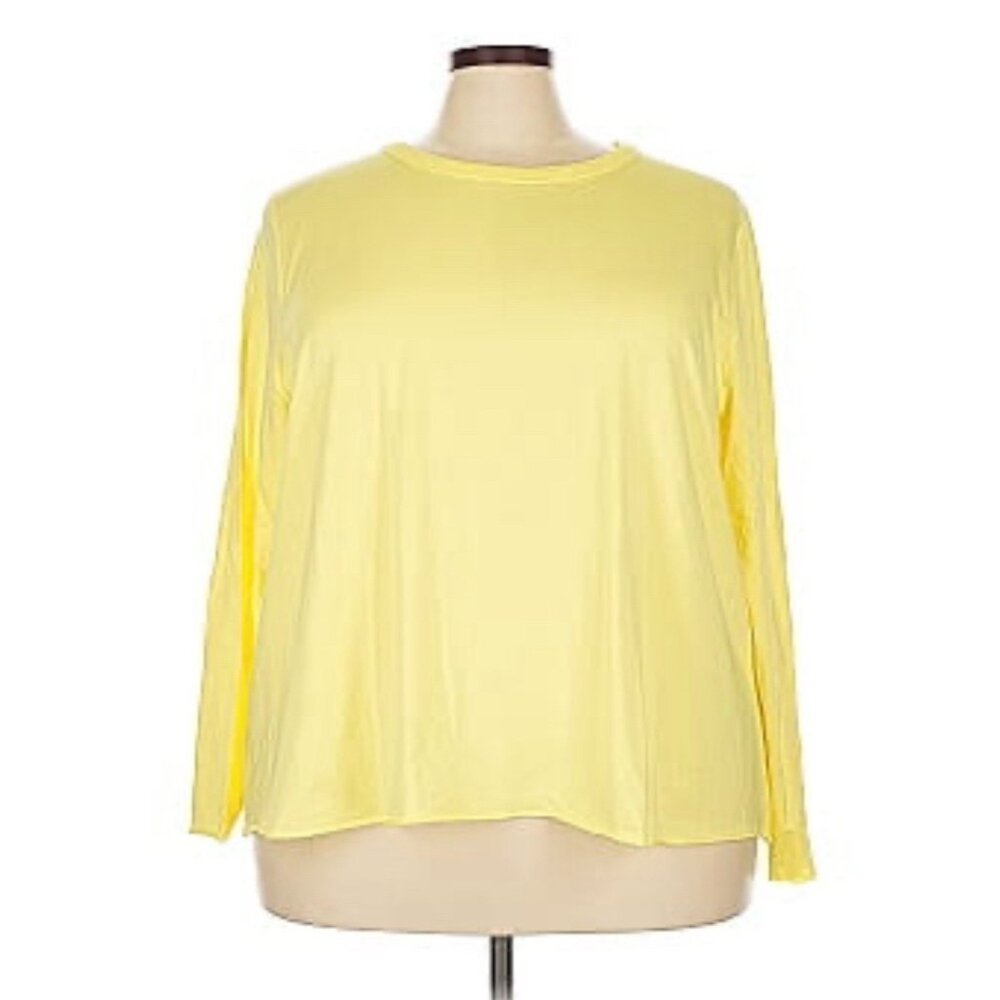Candace Cameron Bure Women's Long-Sleeve Top Sz 4X Plus Yellow Comfy Casual Soft